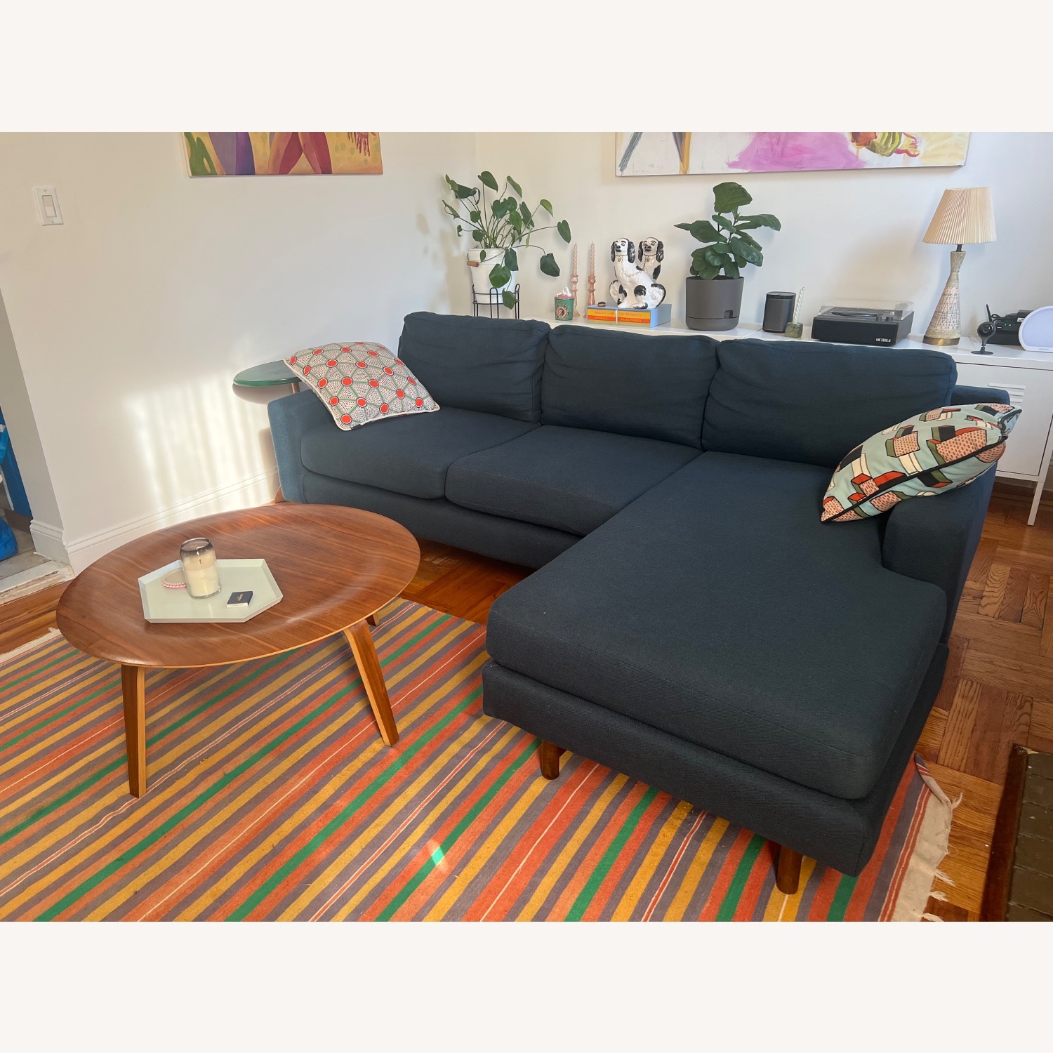 West Elm Eddy Blue Fabric 2 Piece Sectional - image-2