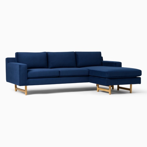 Used West Elm Eddy Blue Fabric 2 Piece Sectional for sale on AptDeco