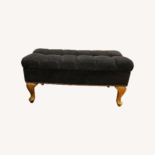 Used Hollywood Regency Black Velvet Storage Bench for sale on AptDeco