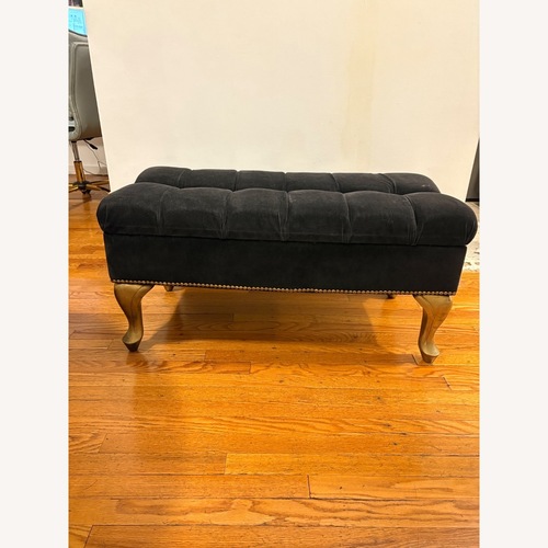 Used Hollywood Regency Black Velvet Storage Bench for sale on AptDeco