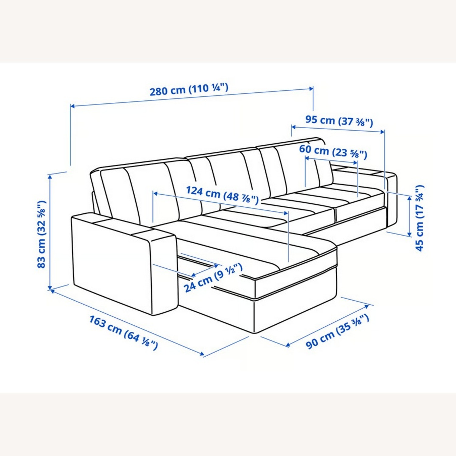 IKEA Kivik Light Gray Fabric Chaise Lounge - image-4