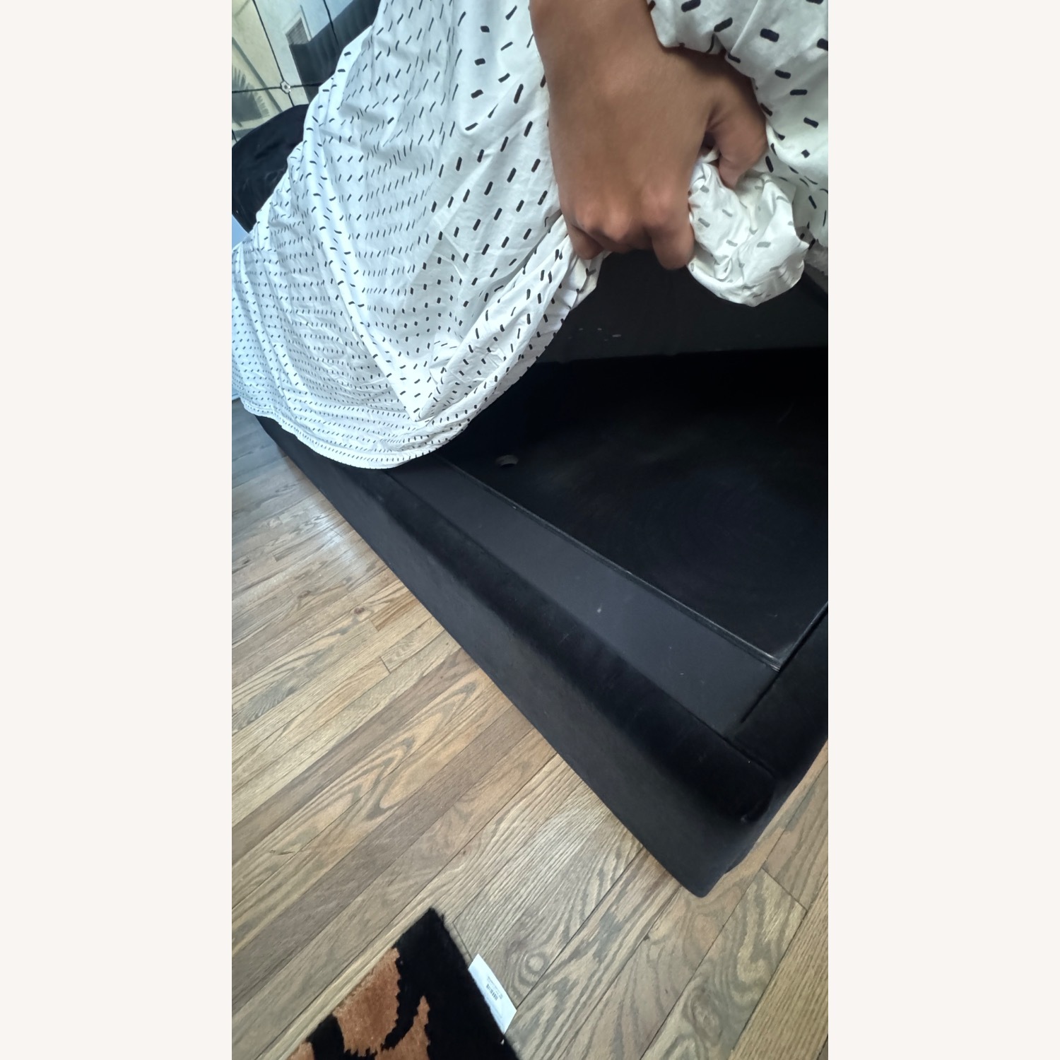 Restoration Hardware Black Adler Tufted Velvet Storage Bed - image-5