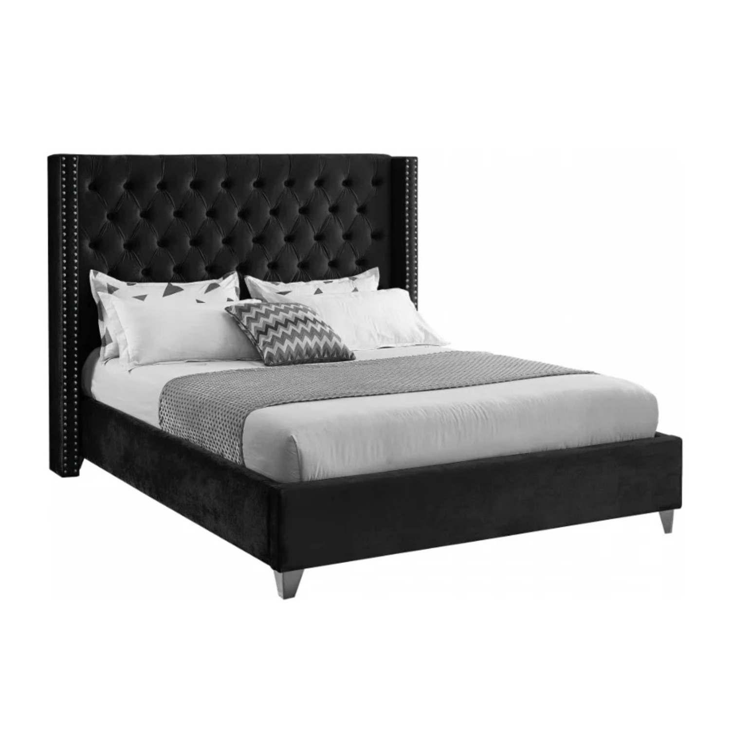 Restoration Hardware Black Adler Tufted Velvet Storage Bed - image-0