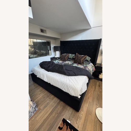 Used Restoration Hardware Black Adler Tufted Velvet Storage Bed for sale on AptDeco