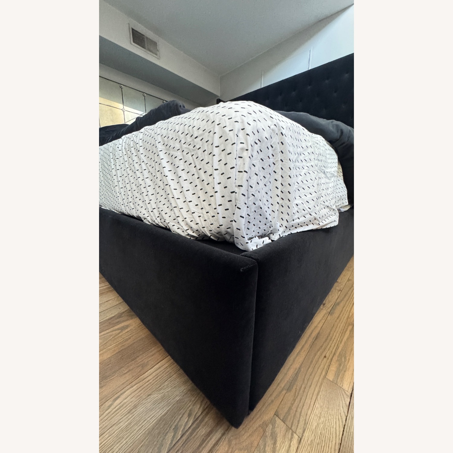 Restoration Hardware Black Adler Tufted Velvet Storage Bed - image-4