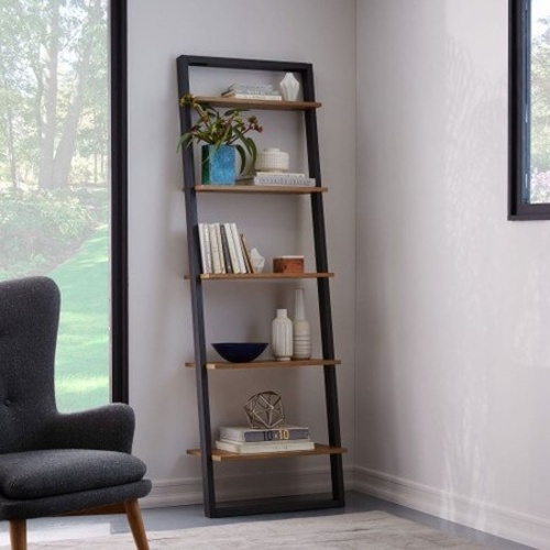 Used West Elm Dark Brown Mid Century Ladder Bookshelf for sale on AptDeco