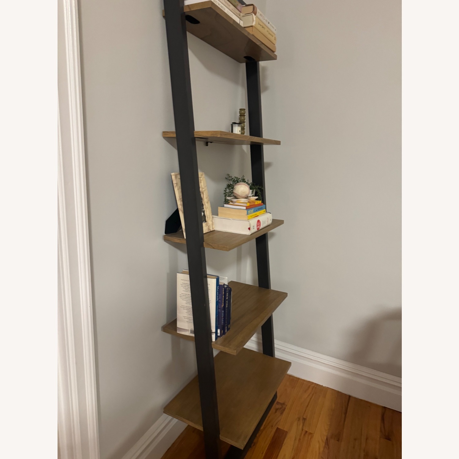 West Elm Dark Brown Mid Century Ladder Bookshelf - image-2