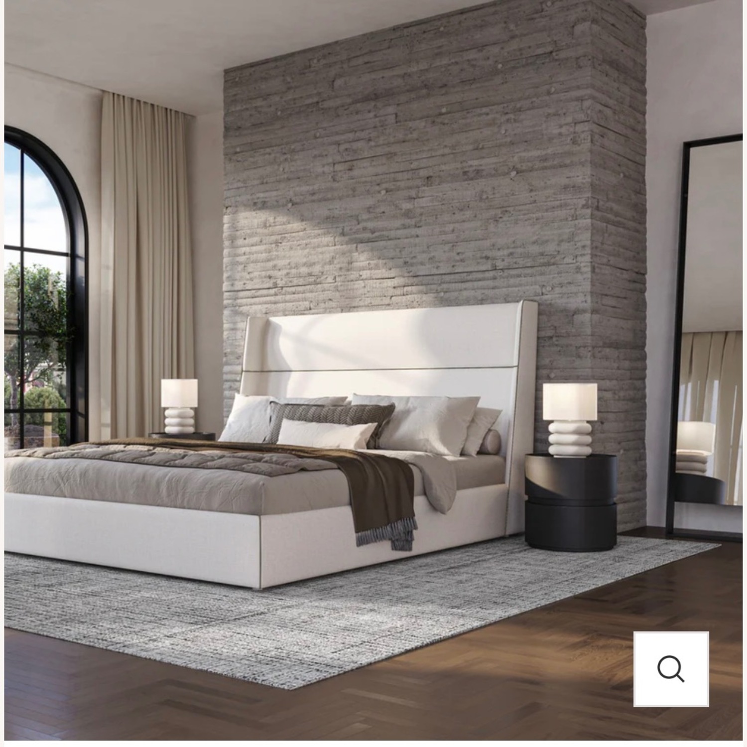 Modloft Modern Furniture Natural Fabric Queen Bed - image-2
