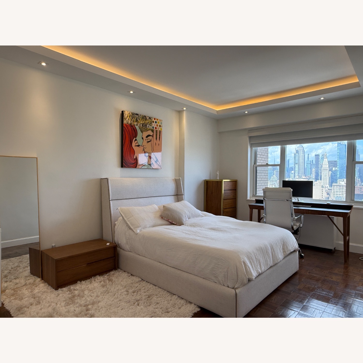 Modloft Modern Furniture Natural Fabric Queen Bed - image-3