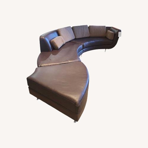 Used Menlo 3pc Curved Leather Sectional for sale on AptDeco