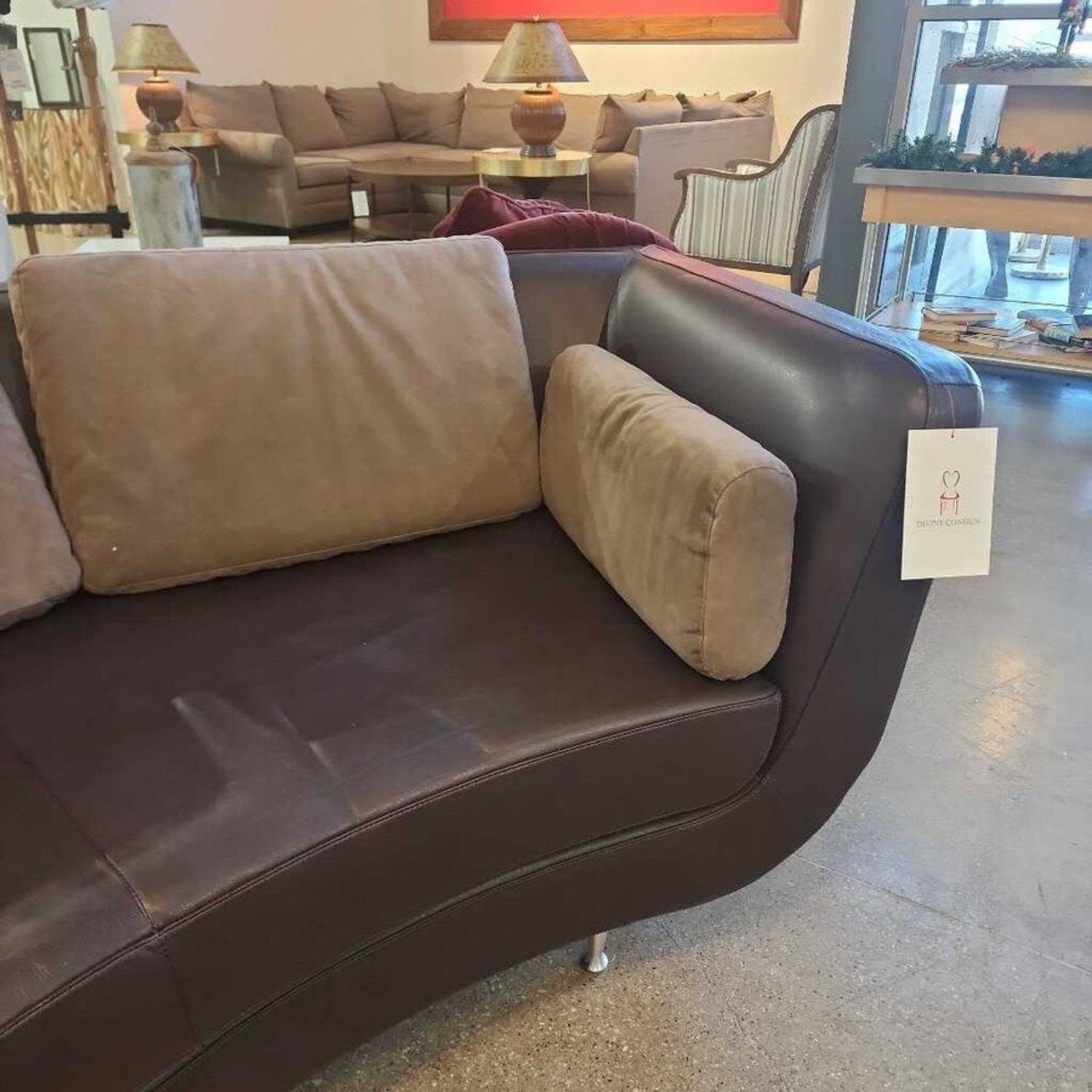 Menlo 3pc Curved Leather Sectional - image-4