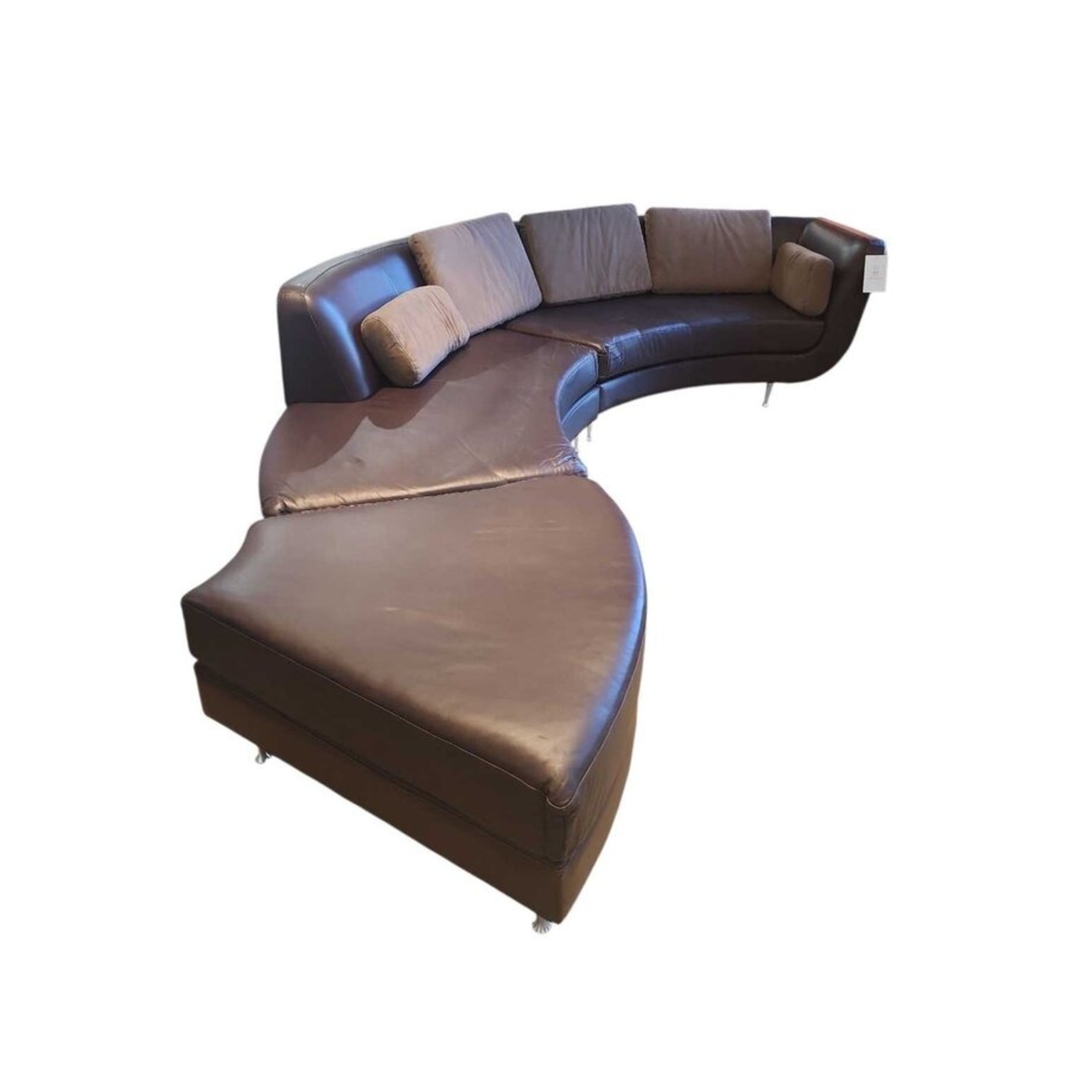 Menlo 3pc Curved Leather Sectional - image-0