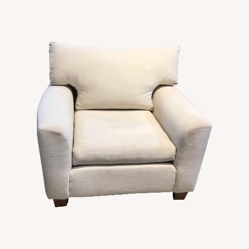 Used Woven Linen Square Arm Chair for sale on AptDeco