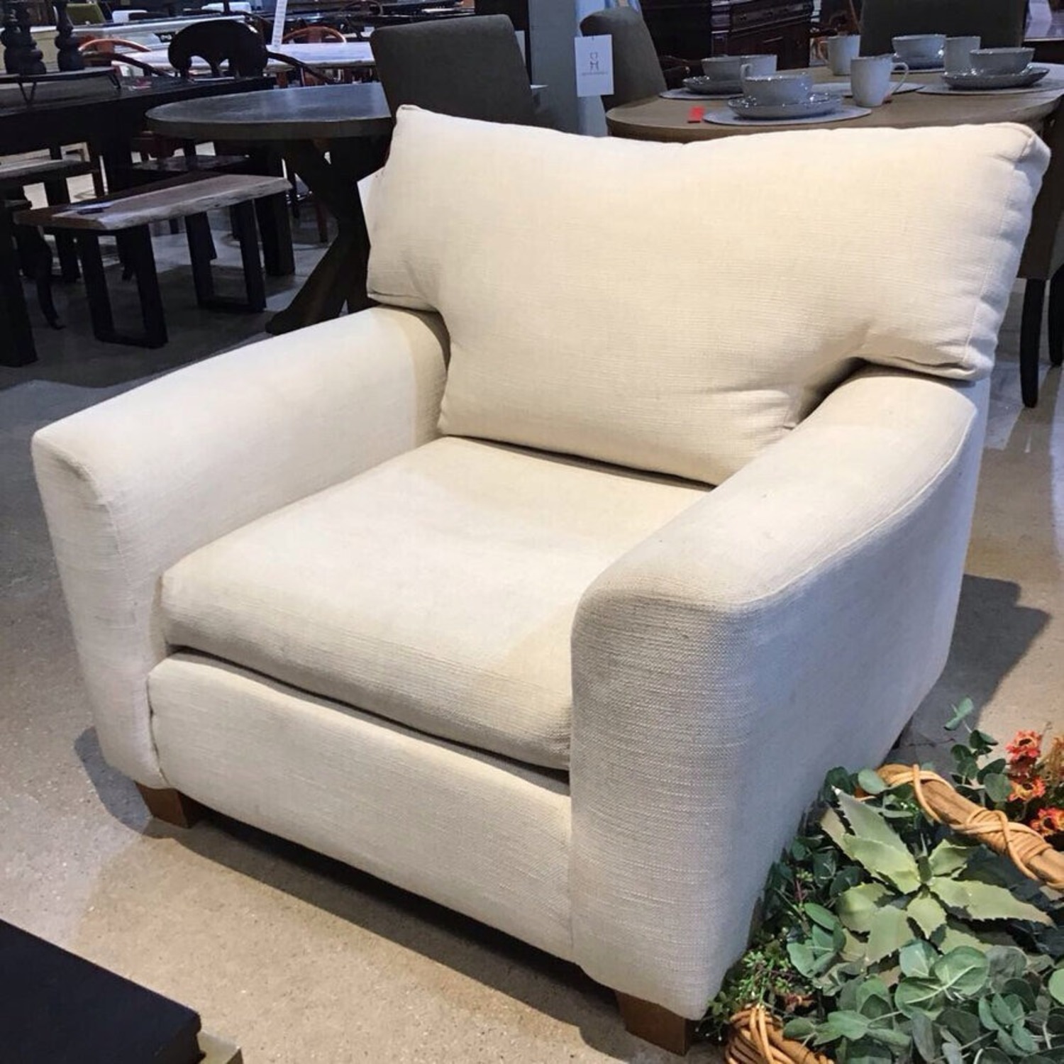 Woven Linen Square Arm Chair - image-2