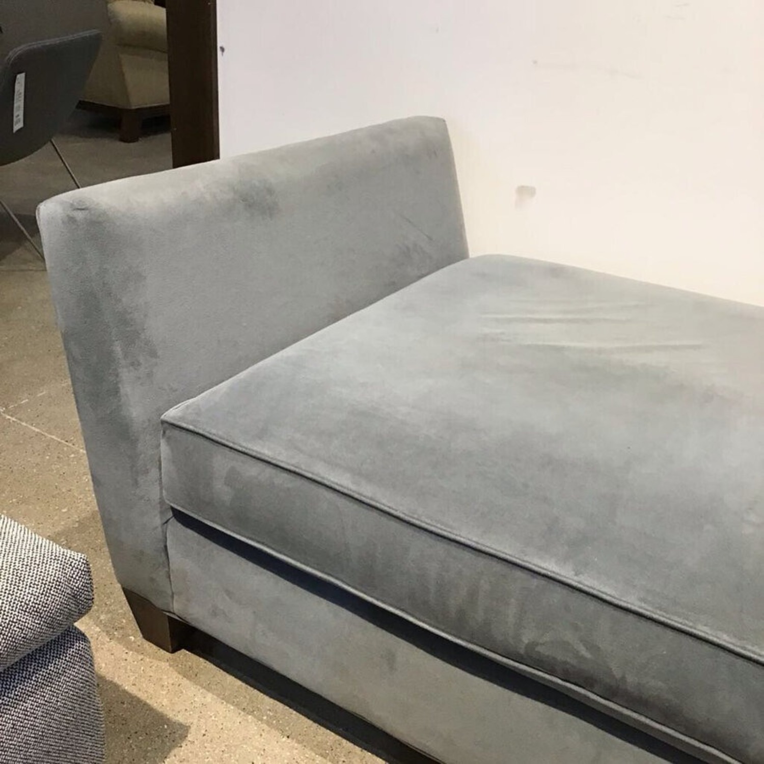 Crate & Barrel Velvet Day Bed Chaise Blue - image-3