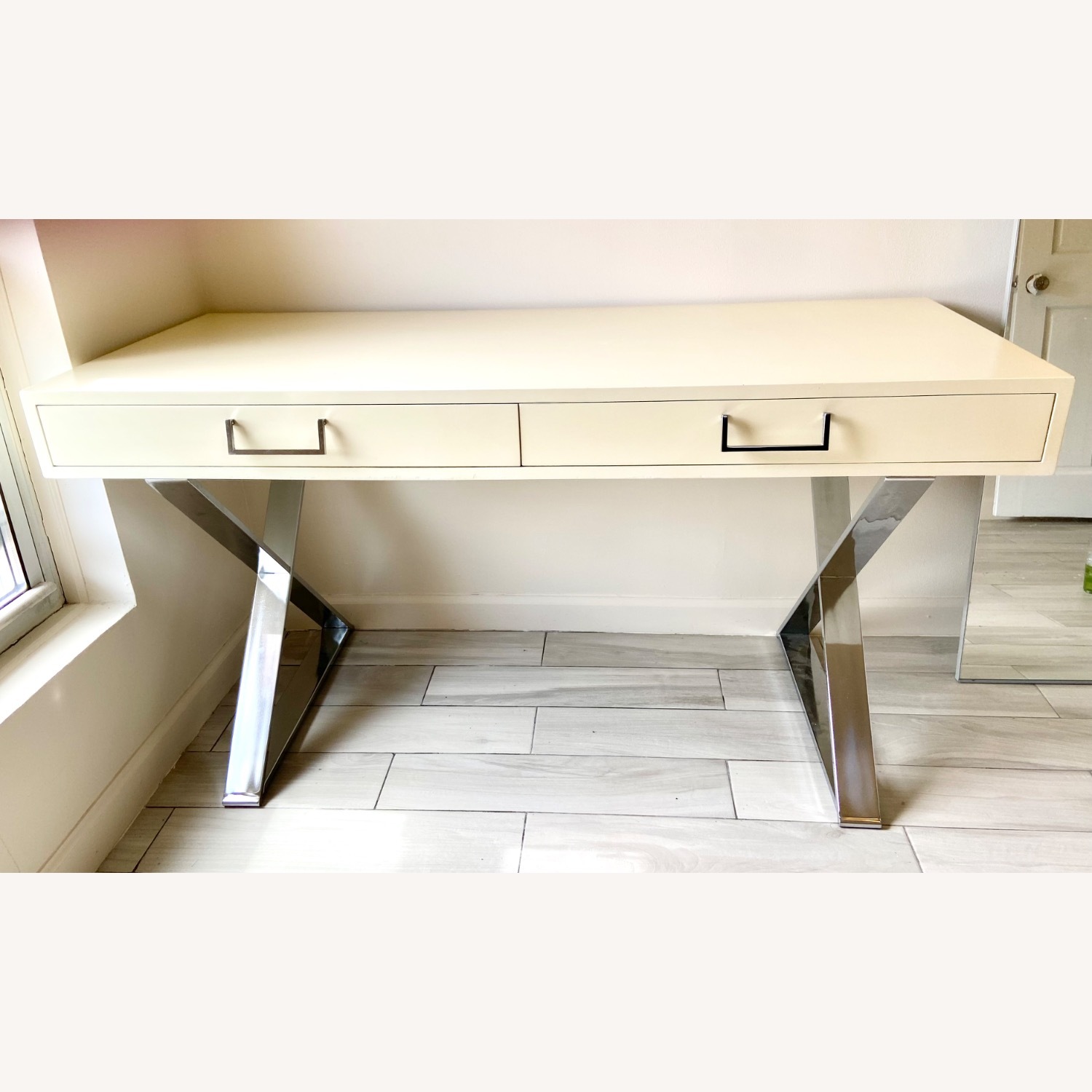 John Stuart Furniture White Wood Desk - image-3