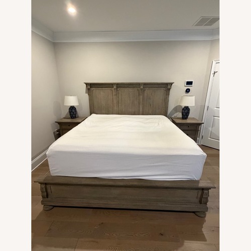 Used RH St. James King Bed - Antiqued Grey Oak for sale on AptDeco