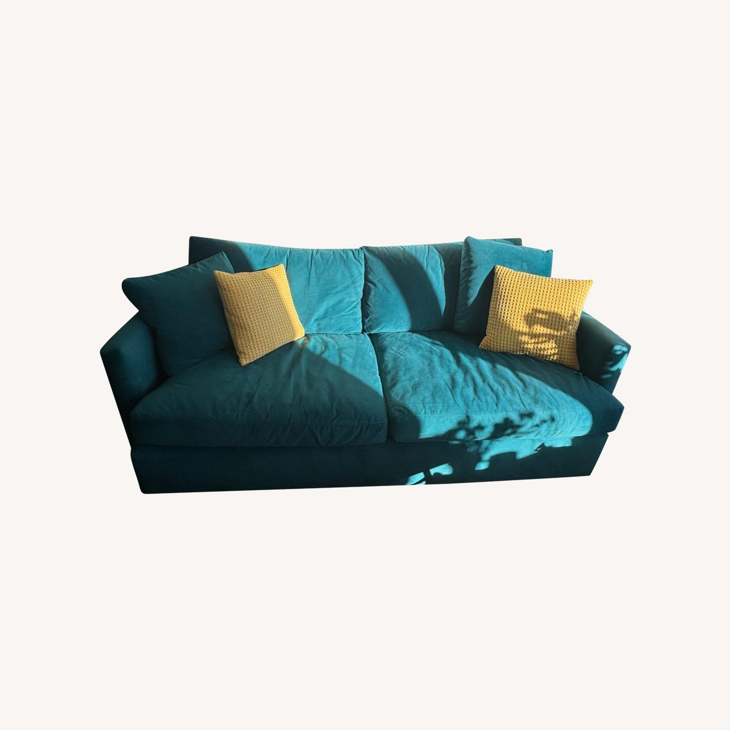 Wayfair Turquoise Velvet Sofa + Ottoman - image-0