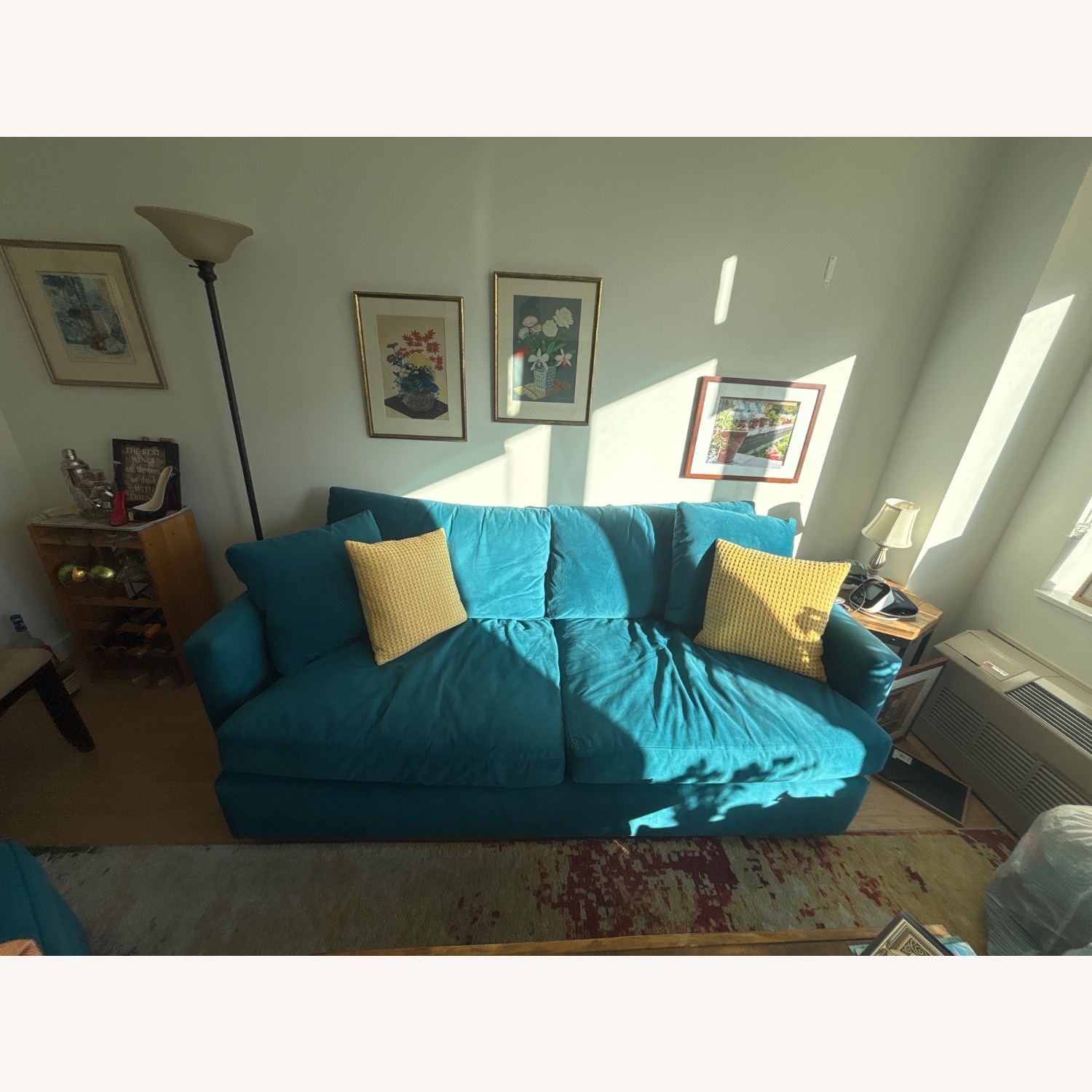 Wayfair Turquoise Velvet Sofa + Ottoman - image-2