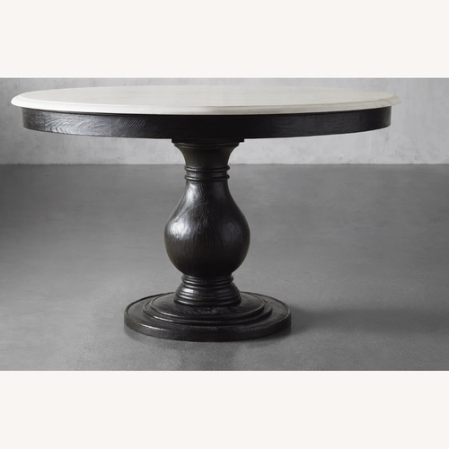 Used Arhaus Luca Light Gray Marble Dining Table for sale on AptDeco