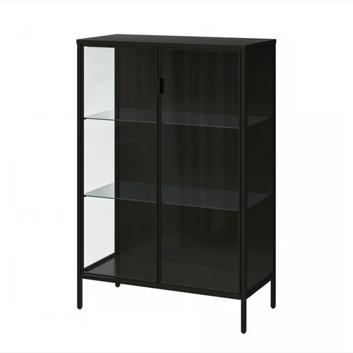 Used IKEA Rudsta Black Glass Sideboard for sale on AptDeco
