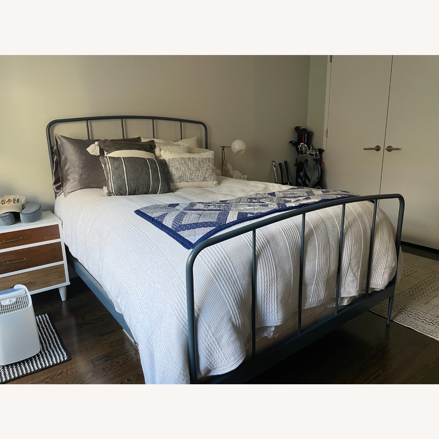 Crate & Barrel Blue Wrought Iron Full Bed - image-2