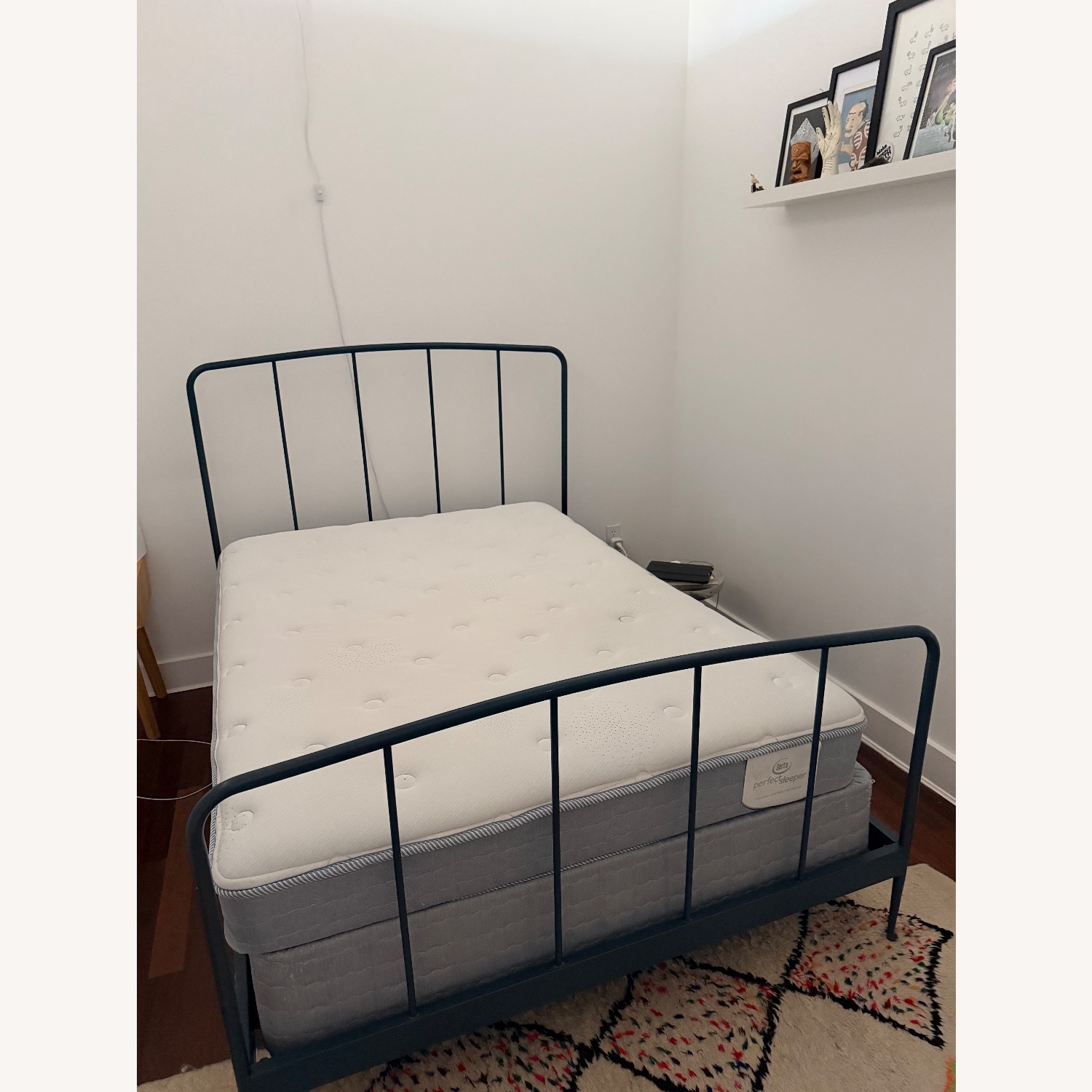 Crate & Barrel Blue Wrought Iron Full Bed - image-3