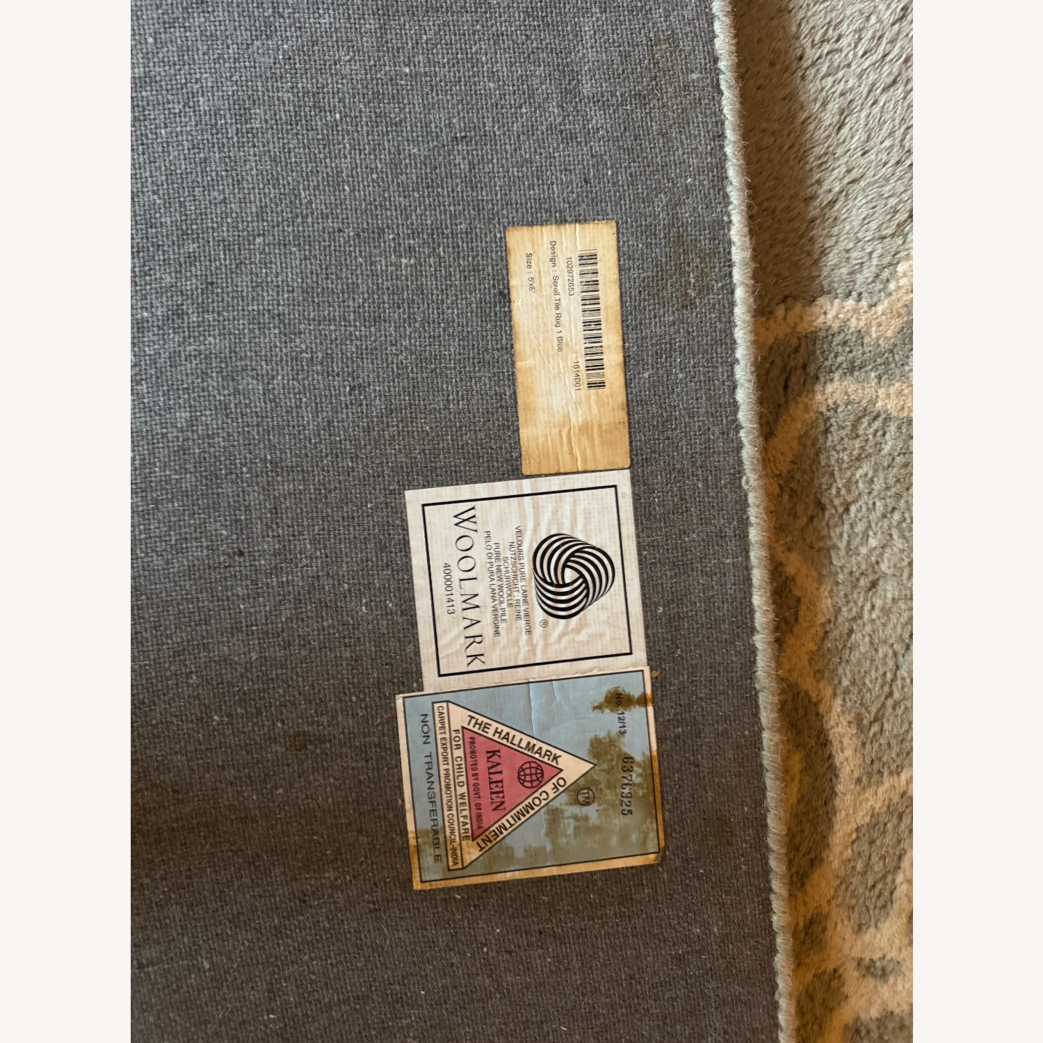 Custom Scroll Tile Hand-Tufted Wool Rug 5' x 8' - image-3