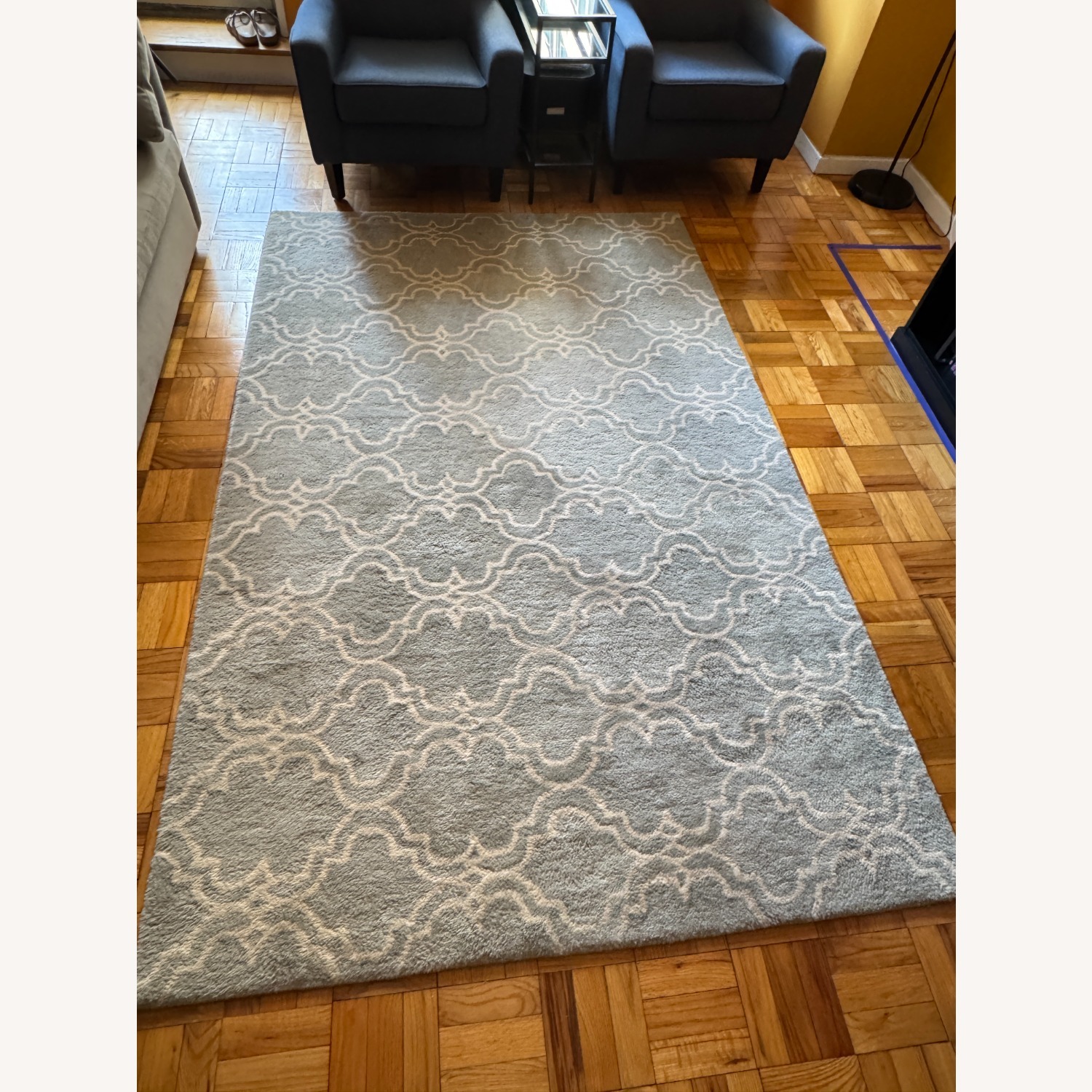 Custom Scroll Tile Hand-Tufted Wool Rug 5' x 8' - image-1