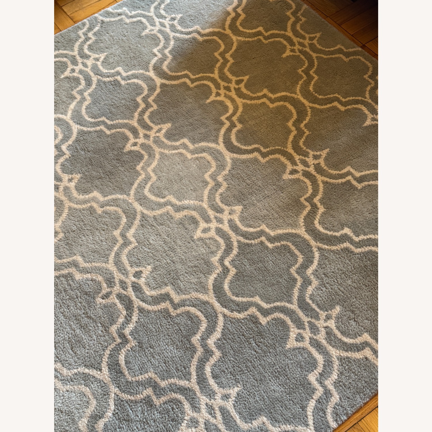 Custom Scroll Tile Hand-Tufted Wool Rug 5' x 8' - image-4