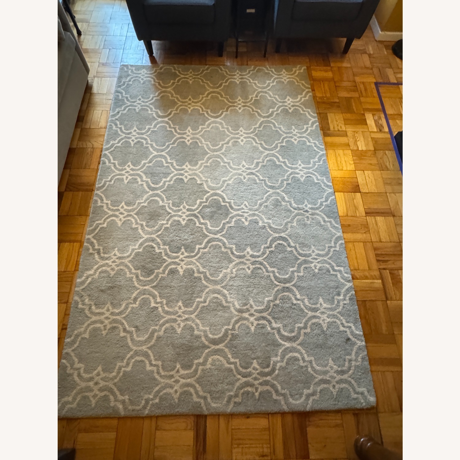 Custom Scroll Tile Hand-Tufted Wool Rug 5' x 8' - image-2