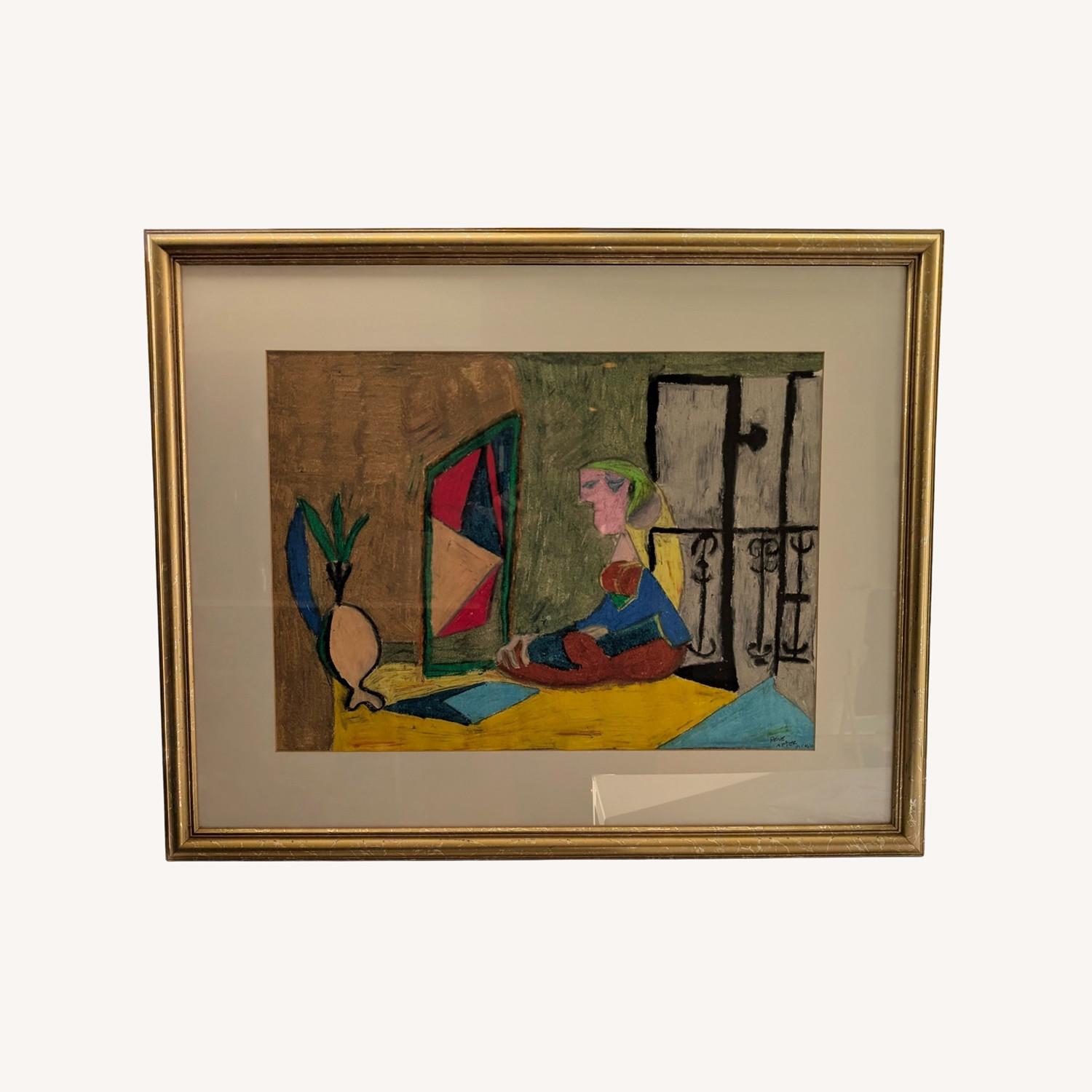 Cubist After Picasso Framed Acrylic Painting - image-0