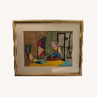 Cubist After Picasso Framed Acrylic Painting
