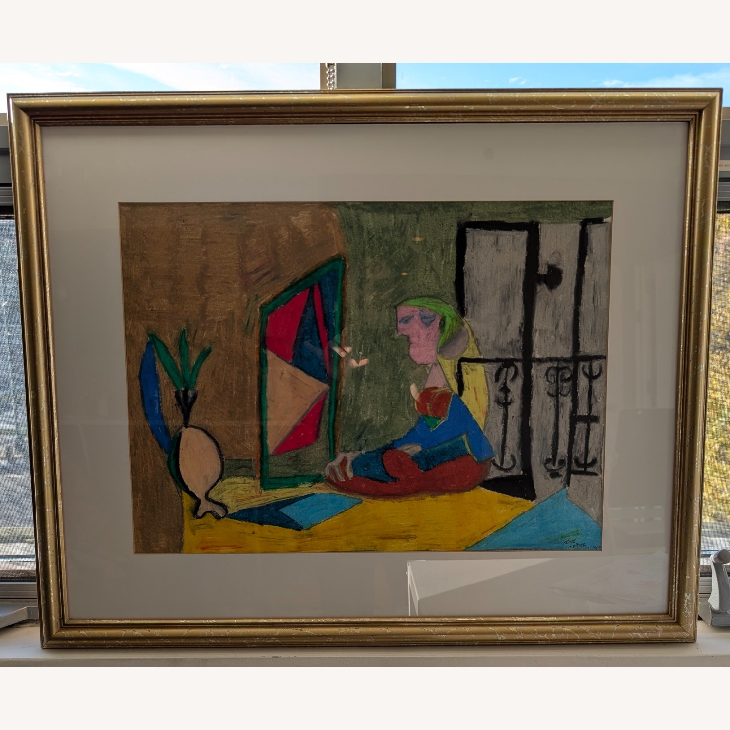 Cubist After Picasso Framed Acrylic Painting - image-2