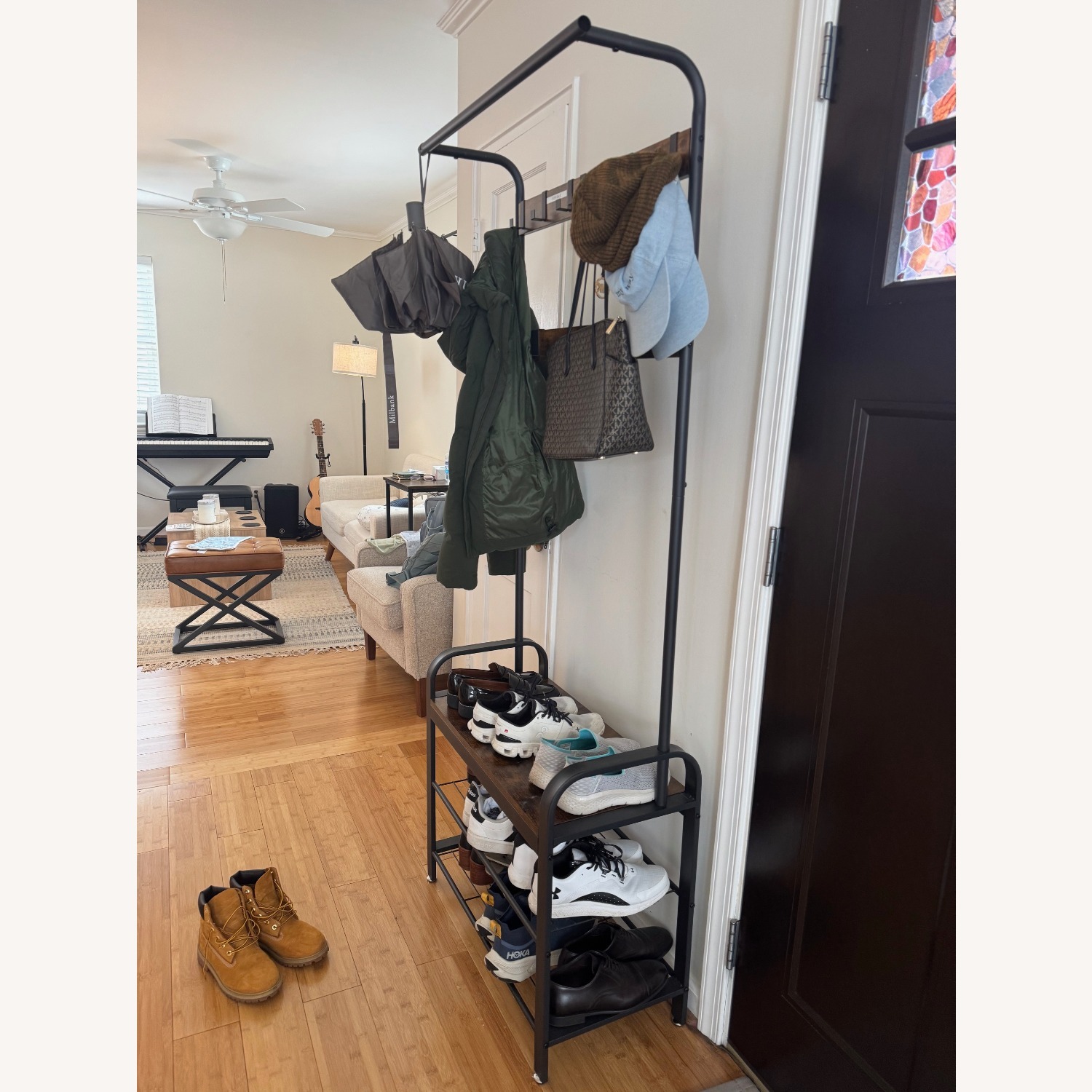 VASAGLE Coat Rack, Hall Tree with Shoe Bench  - image-3