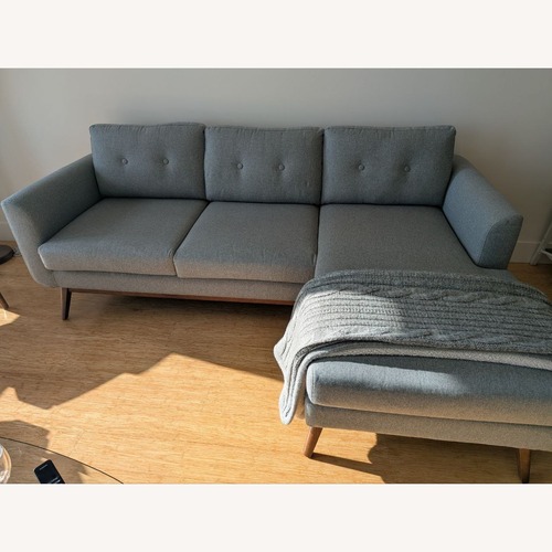 Used AllModern Light Gray Wood 2 Piece Sectional for sale on AptDeco