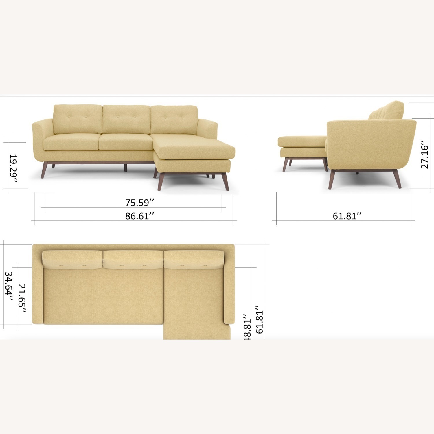 AllModern Light Gray Wood 2 Piece Sectional - image-3