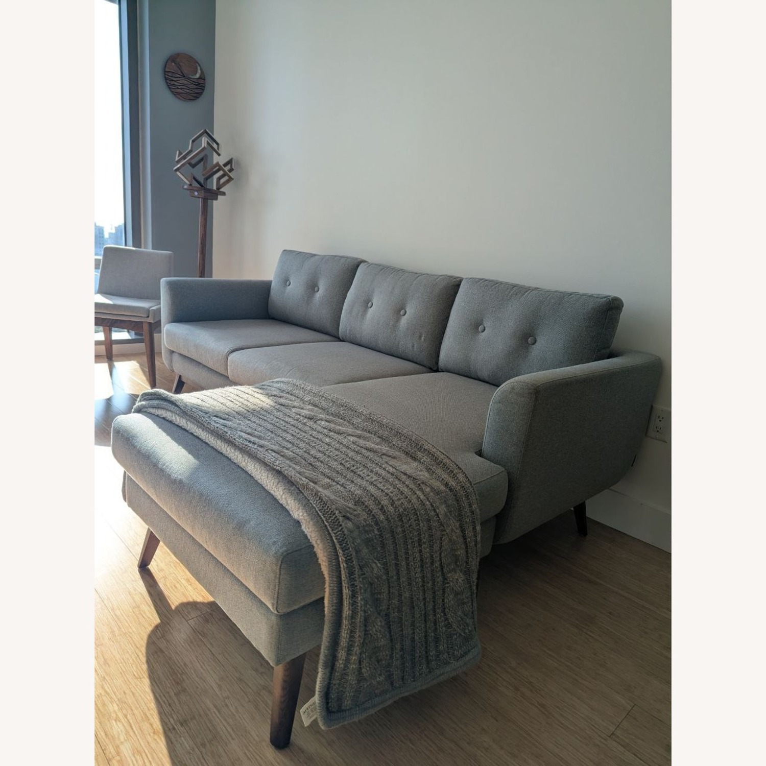 AllModern Light Gray Wood 2 Piece Sectional - image-2