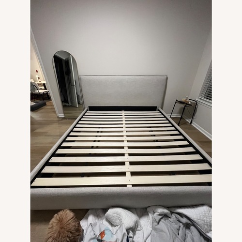 Used Joss & Main Timothy Light Gray Fabric King Bed for sale on AptDeco