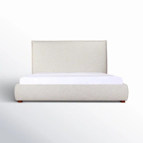 Used Joss & Main Timothy Light Gray Fabric King Bed for sale on AptDeco