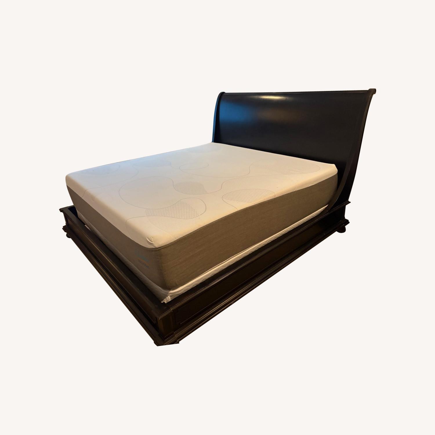 Restoration Hardware Dark Brown Wood King Bed - image-0