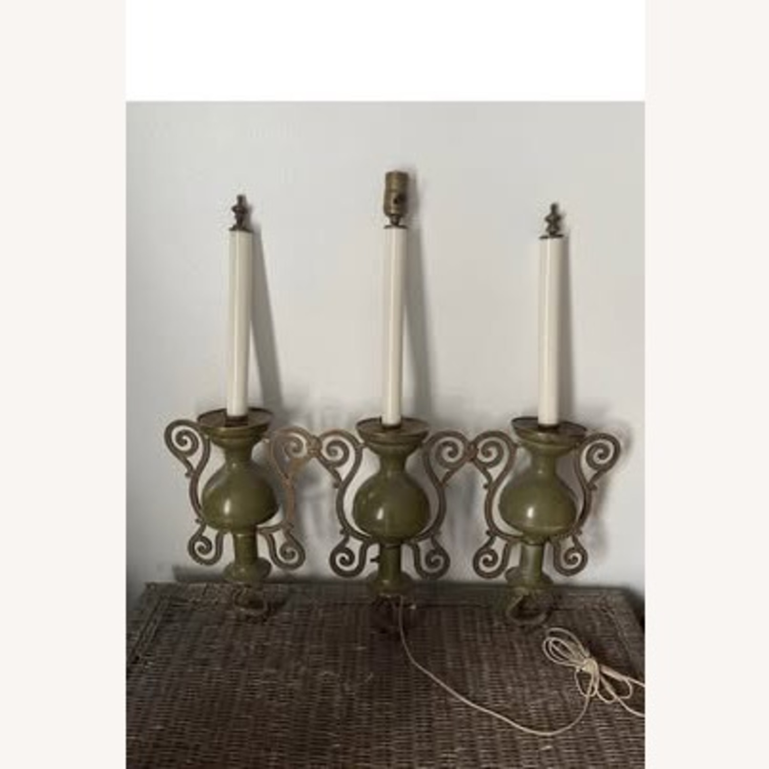 Vintage/Antique Finds Green Metal Wall Lamp - image-3