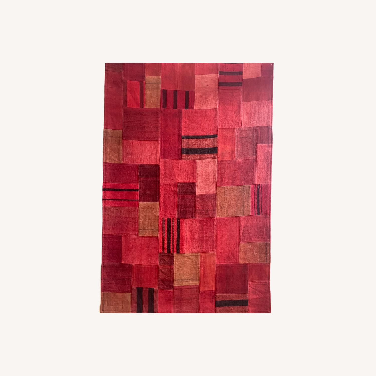 Vintage Red Wool Area Rug 4' x 6' - image-0