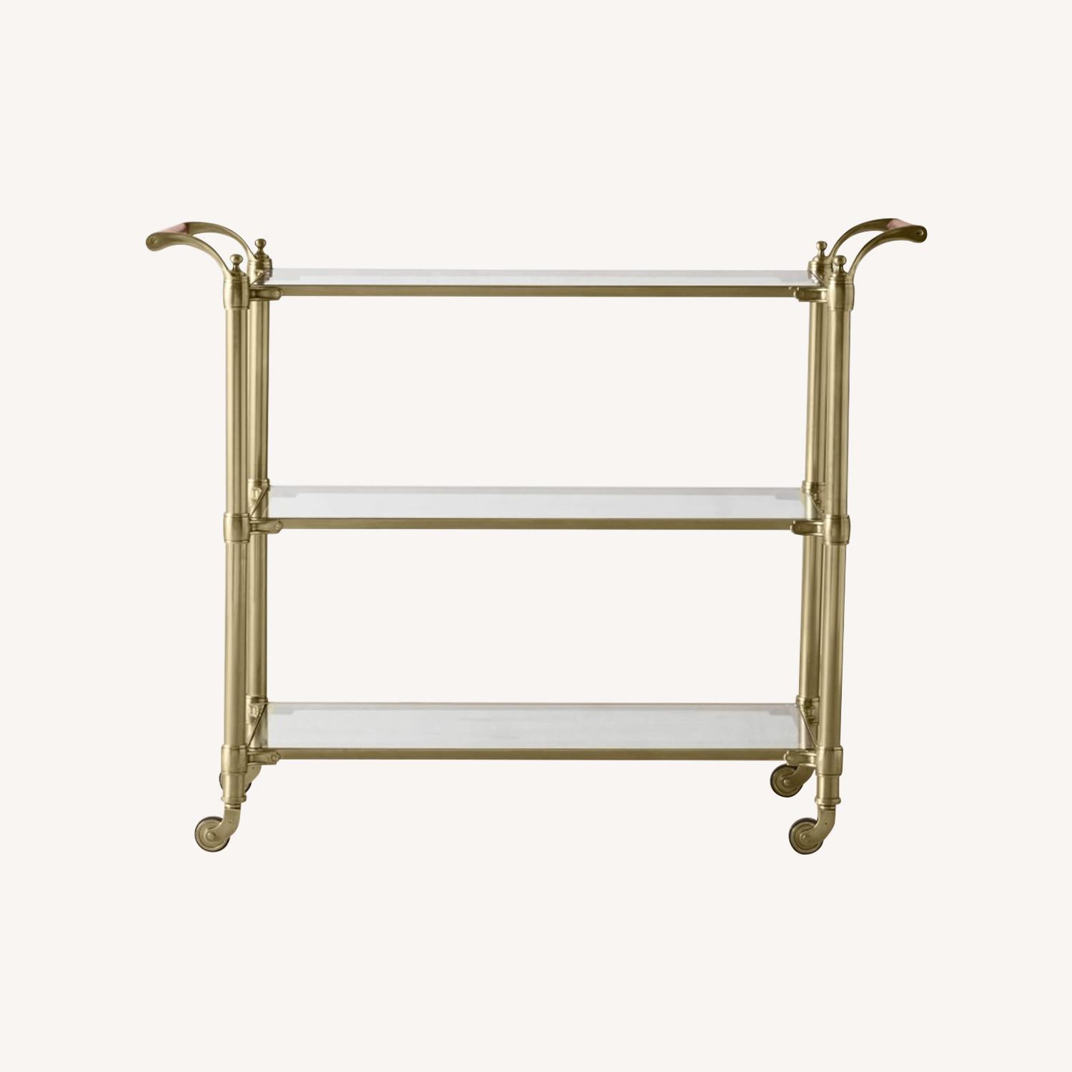 Williams Sonoma Beckett Gold Glass Bar Cart - image-0