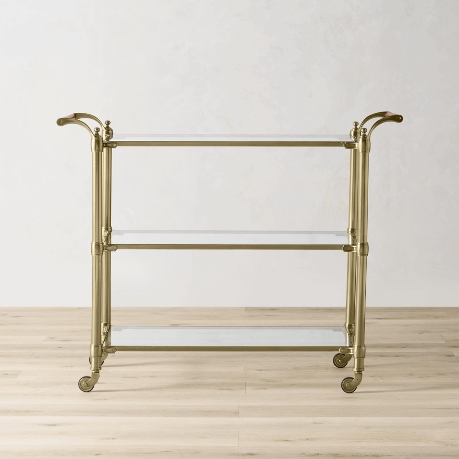 Williams Sonoma Beckett Gold Glass Bar Cart - image-5