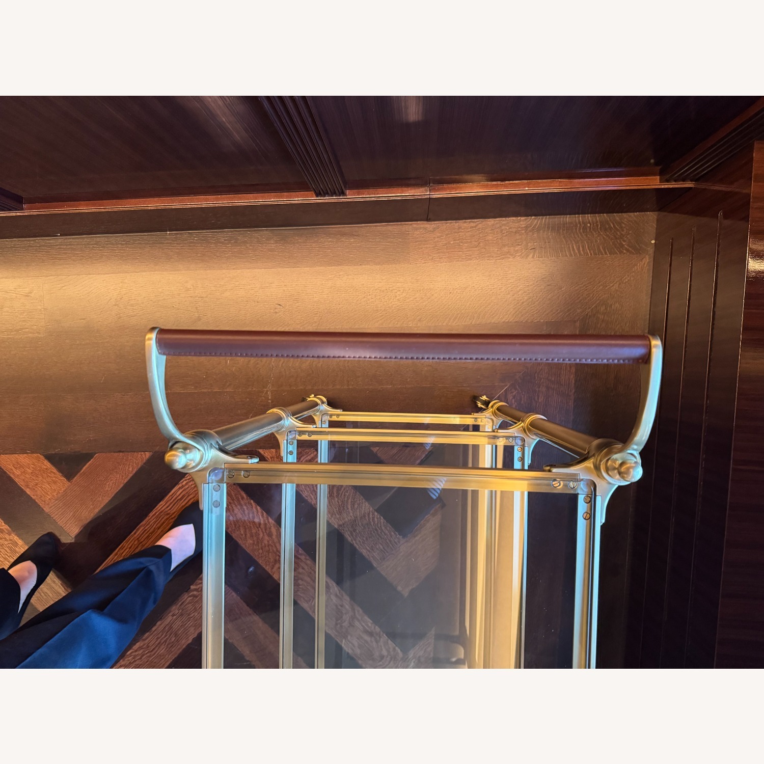 Williams Sonoma Beckett Gold Glass Bar Cart - image-2