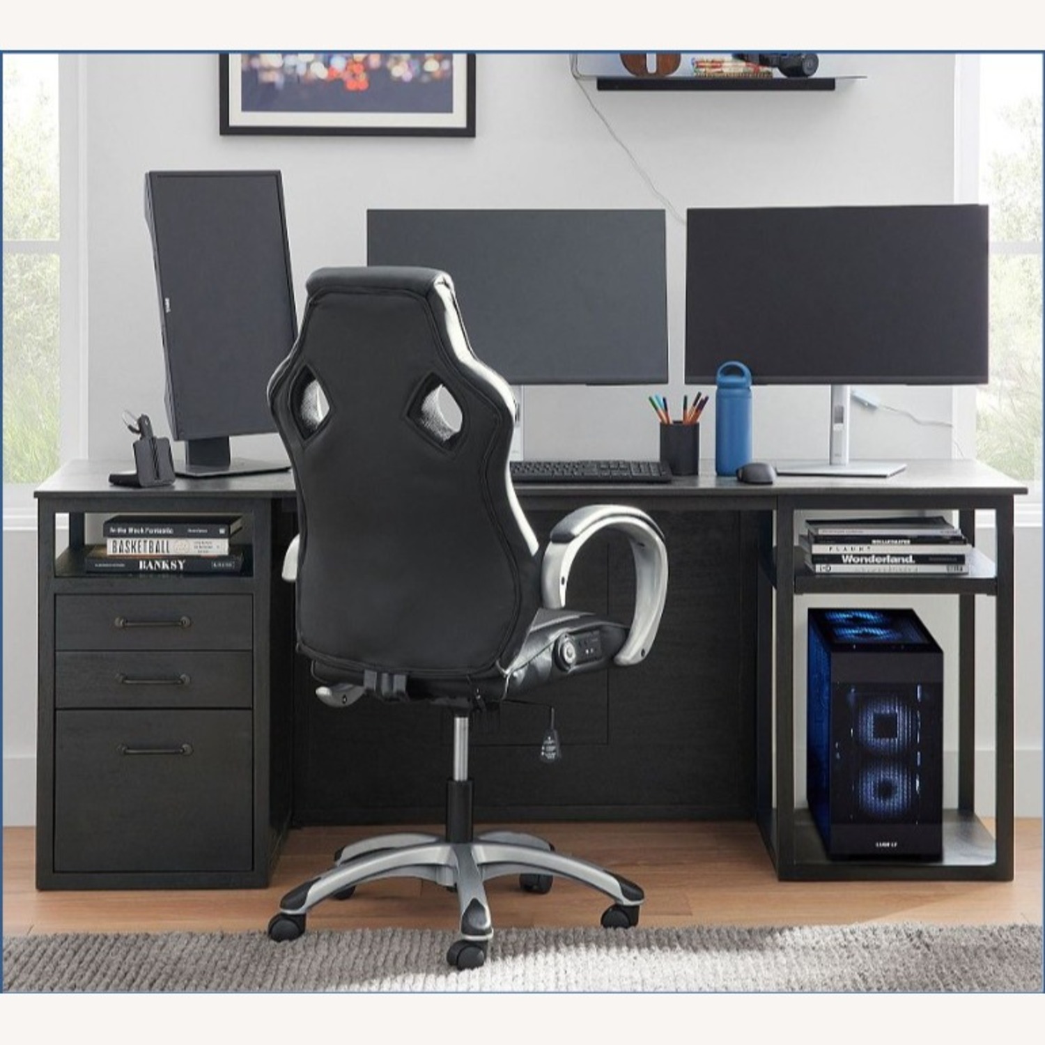 Pottery Barn Teen Black Wood Desk - image-7