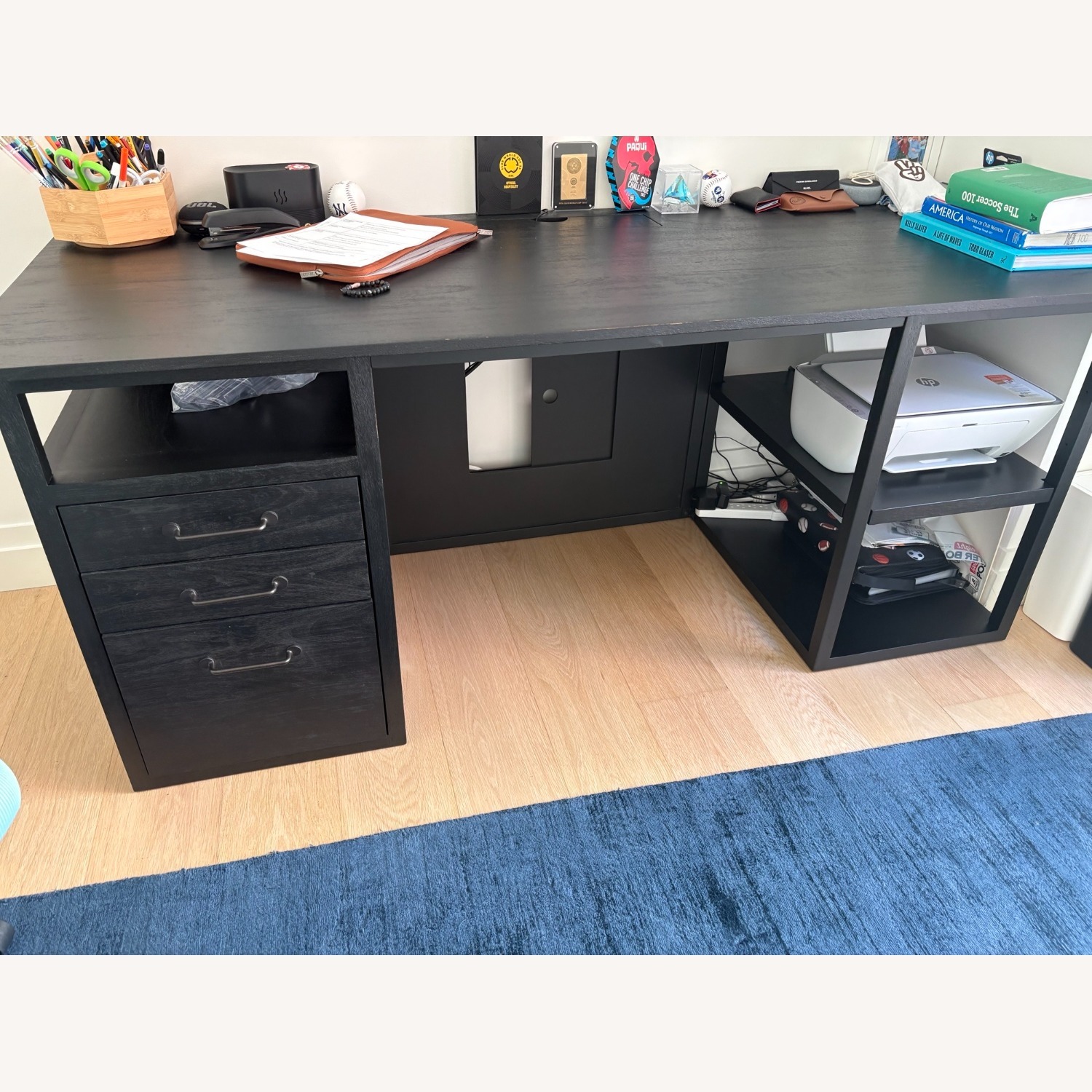 Pottery Barn Teen Black Wood Desk - image-2