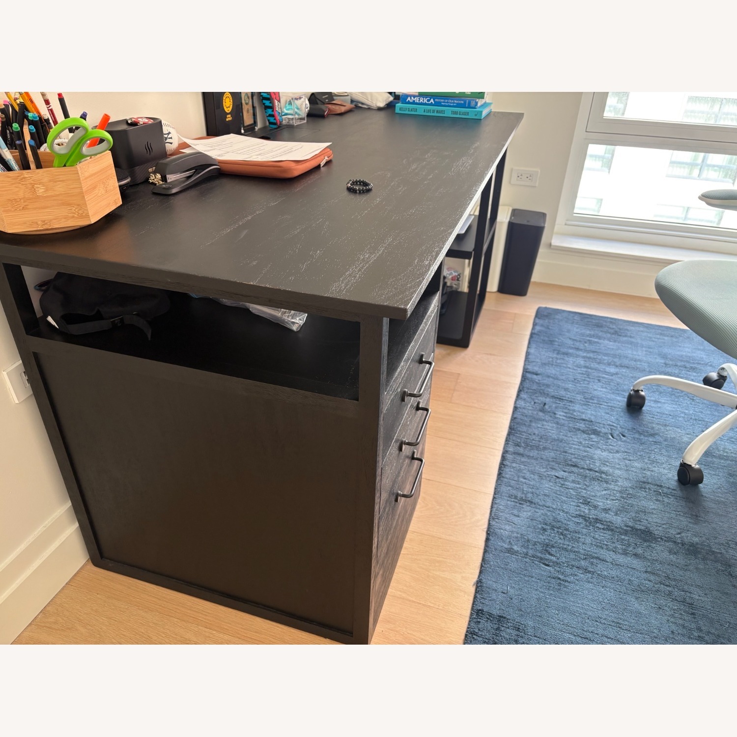 Pottery Barn Teen Black Wood Desk - image-5