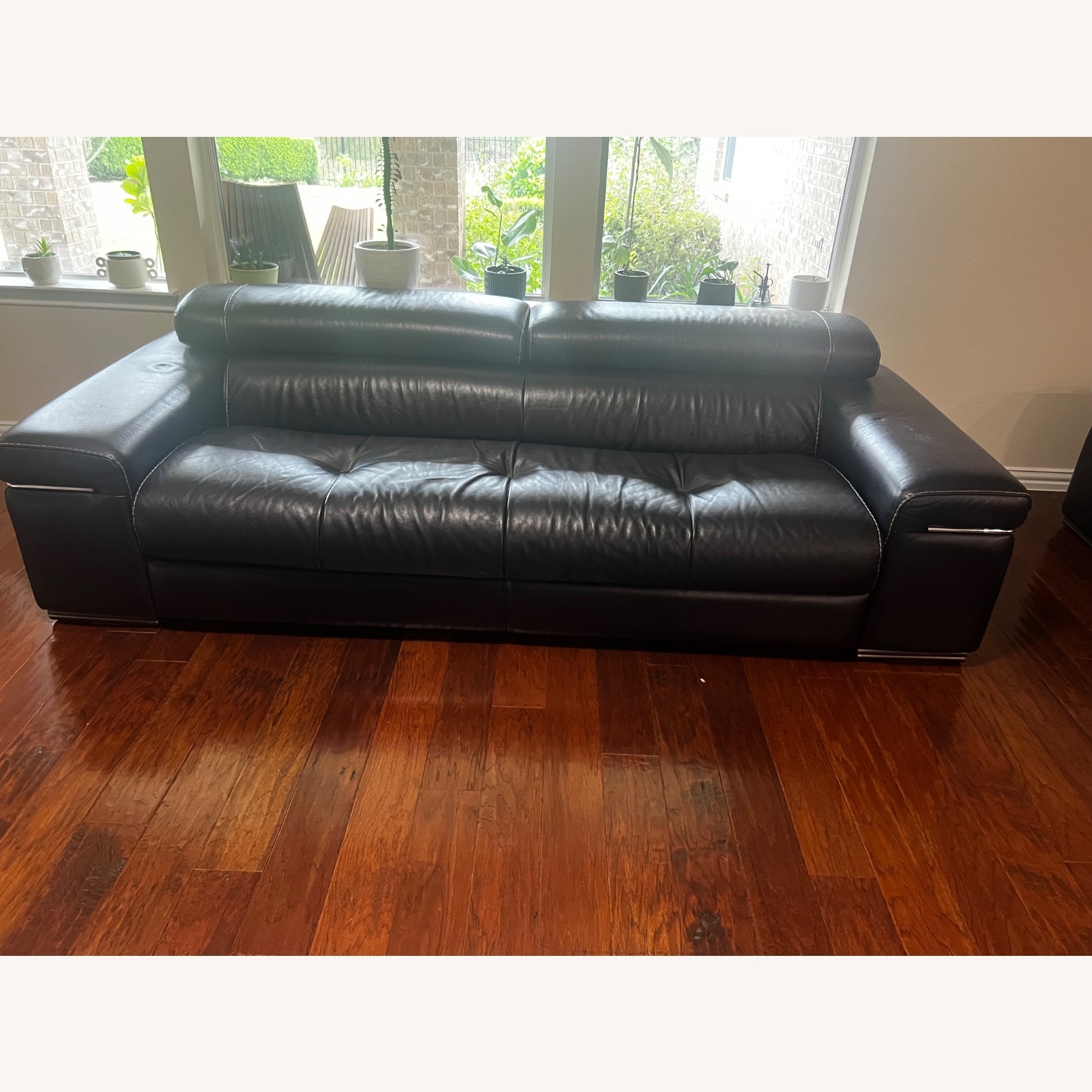 Natuzzi Dark Brown Leather 3+ Seater Sofa - image-1
